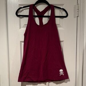 Lululemon Athletica x SoulCycle Maroon Tank Top with Skull Accent